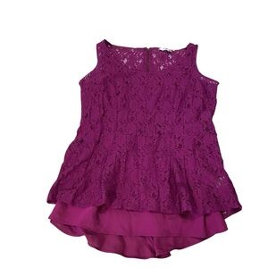 CAbi 2-Pc Purple Lace Sleeveless Peplum Top
